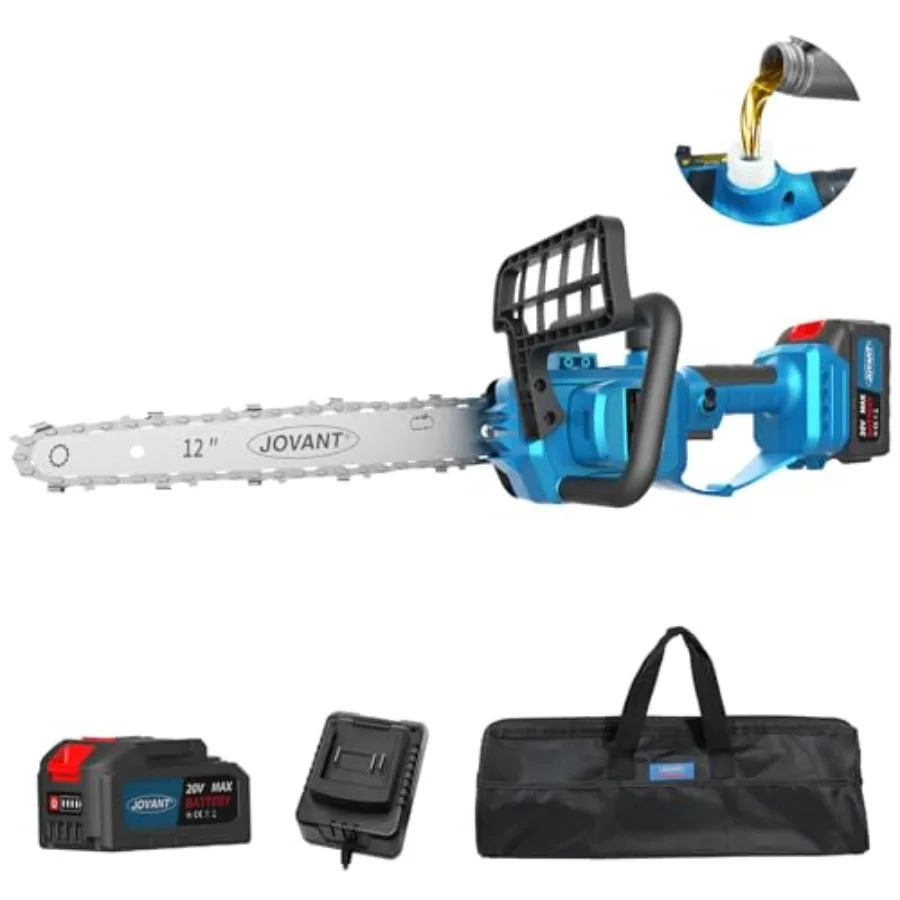 

12 Inch Electric Chainsaw Cordless 20V Battery Powered Cordless Chain Saw Chainsaw with 1 * 4.0Ah Battery and Charger for Wood