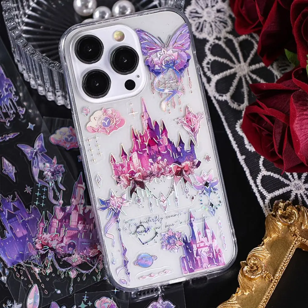 DIY Crafts City of Sky Series Sticker Shiny Decorative Holographic Laser Sticker PET Bling Aesthetic Collage Decals