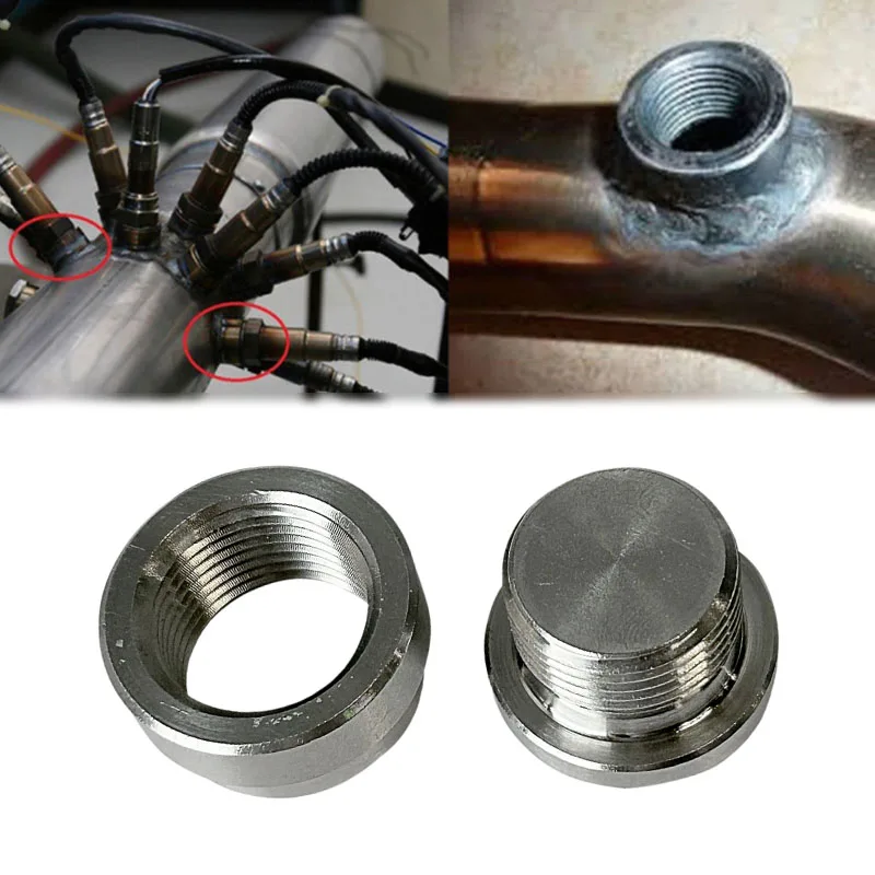 

4PCS/set O2 Oxygen Sensor Metal Weld On Bung & Plug Wideband Nut Cap Kit Set Oxygen Sensor Bung+Plug Replacement Accessories