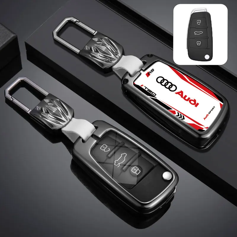 Fashion Car Key Case Cover Smart Remote Shell For Audi A3 A4 A5 C5 C6 8L 8P B6 B7 B8 C6 RS3 Q3 Q7 TT 8L 8V S3 Holder Accessories