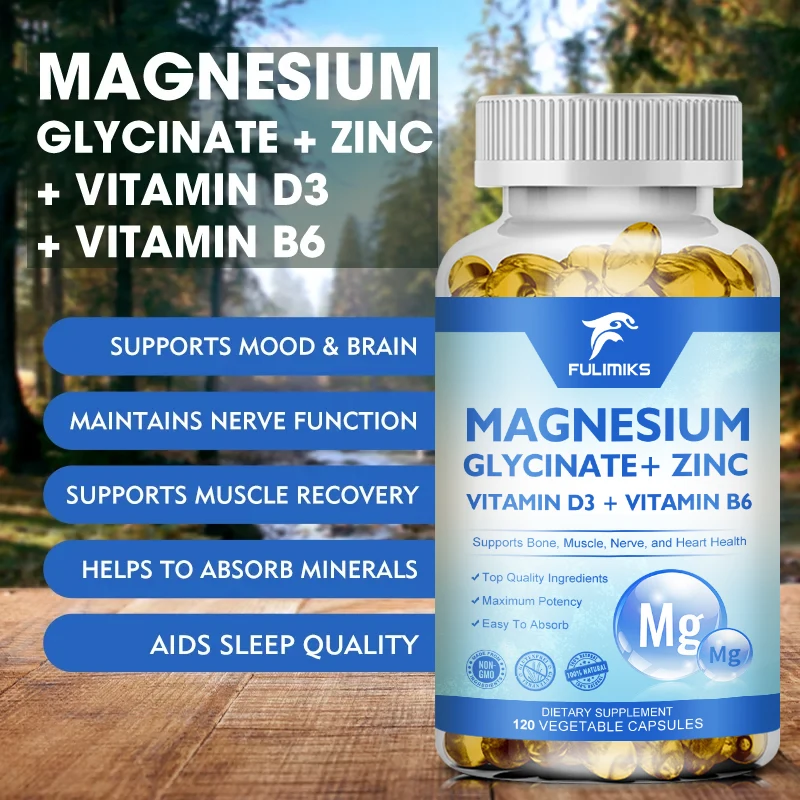 Magnesium Zinc & Vitamin D3 Capsules Supports Muscle, Joint, and Heart Health Maximum Absorption Magnesium Glycinate Supplement