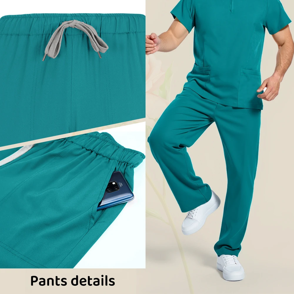 2 ピーススーツ医療スクラブ制服女性ナーススクラブセットポケットトップ + パンツ看護手術室服美容サロン作業服