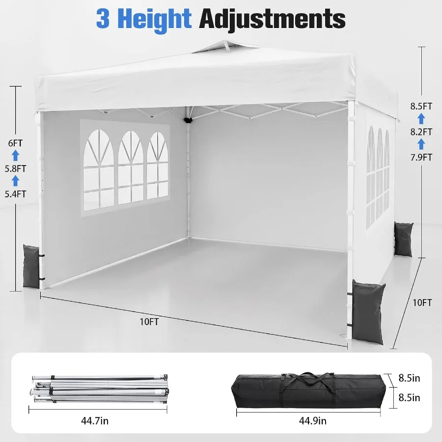 10x10 Heavy Duty Pop Up Canopy Tent with Single-Center Quick Setup, 3 Adjustable Heights, Instant Gazebo for Trade Show & Vendor Booth