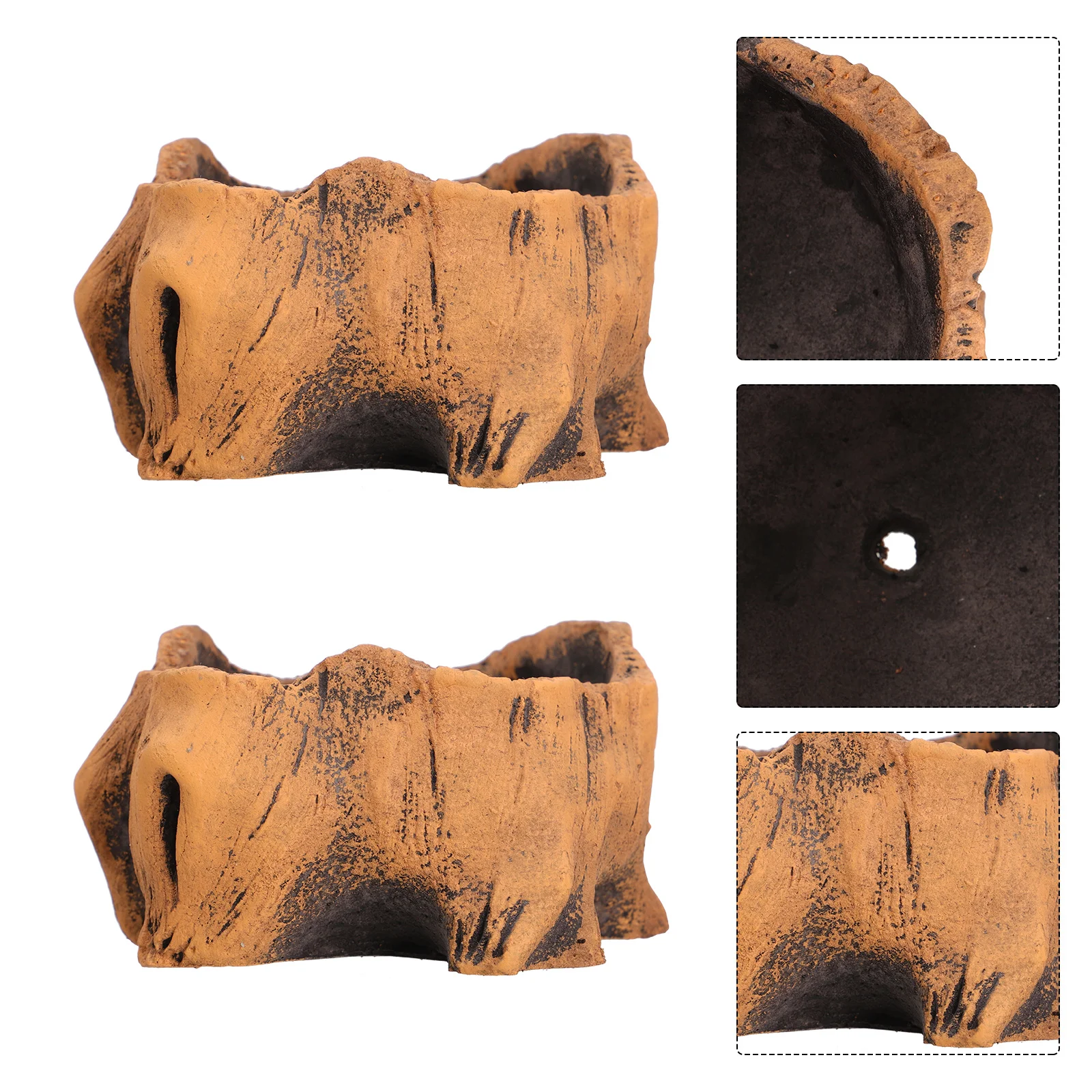 2 Pcs Flowerpot Terrarium Plant Container Decor Succulent Planter Ornament Succulents Artificial