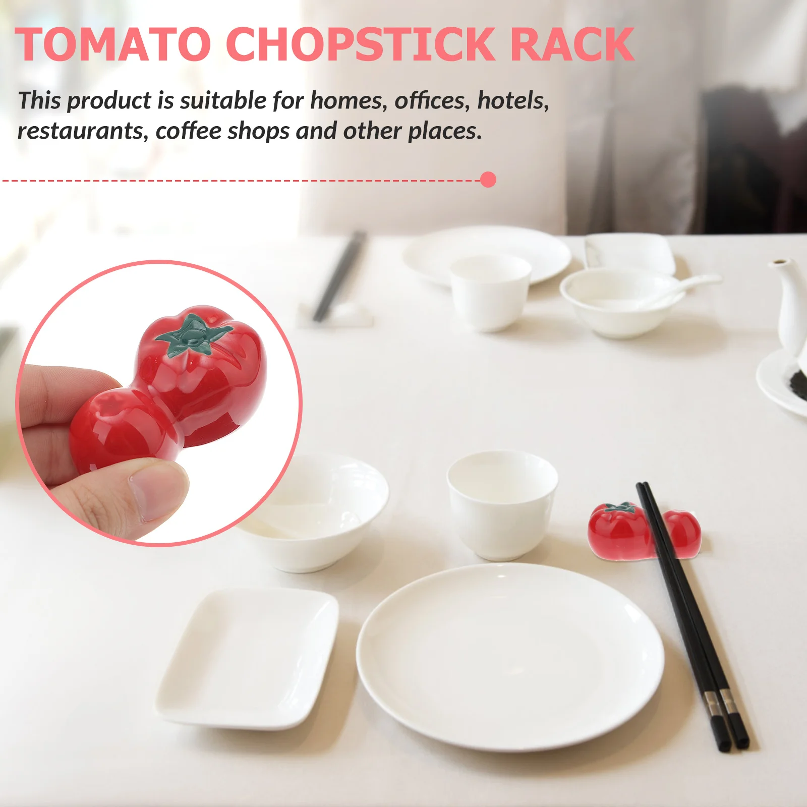 

4Pcs Tomato Shaped Chopstick Holder Ceramic Chopsticks Rack Red Useful Dining Table Chopstick Rest Kitchen Supply
