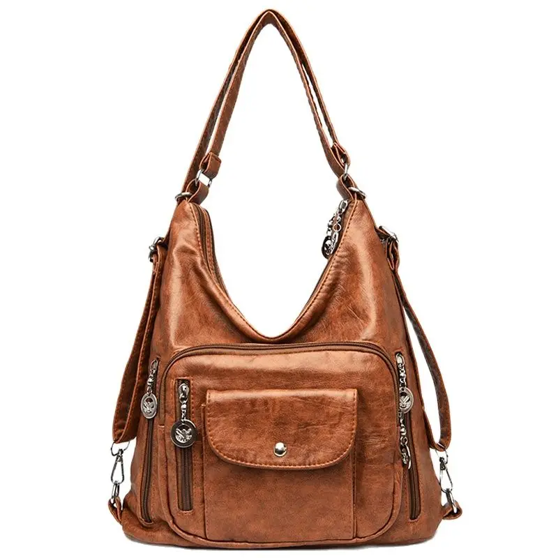 Bolsos de diseñador de lujo para mujer, bolso Vintage multifuncional de alta calidad, bolsos de hombro de cuero para mujer, 2023