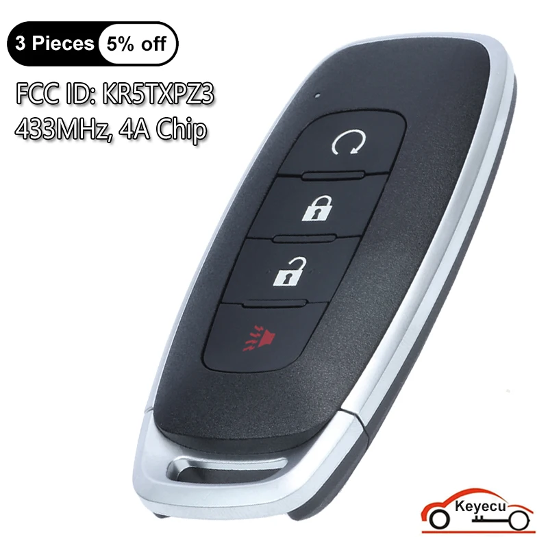 KEYECU 4 Buttons 433MHz 4A Chip for Nissan Pathfinder Kicks Rogue 2022 2023 2024 Auto Smart Remote Control Key Fob FCC# KR5TXPZ3