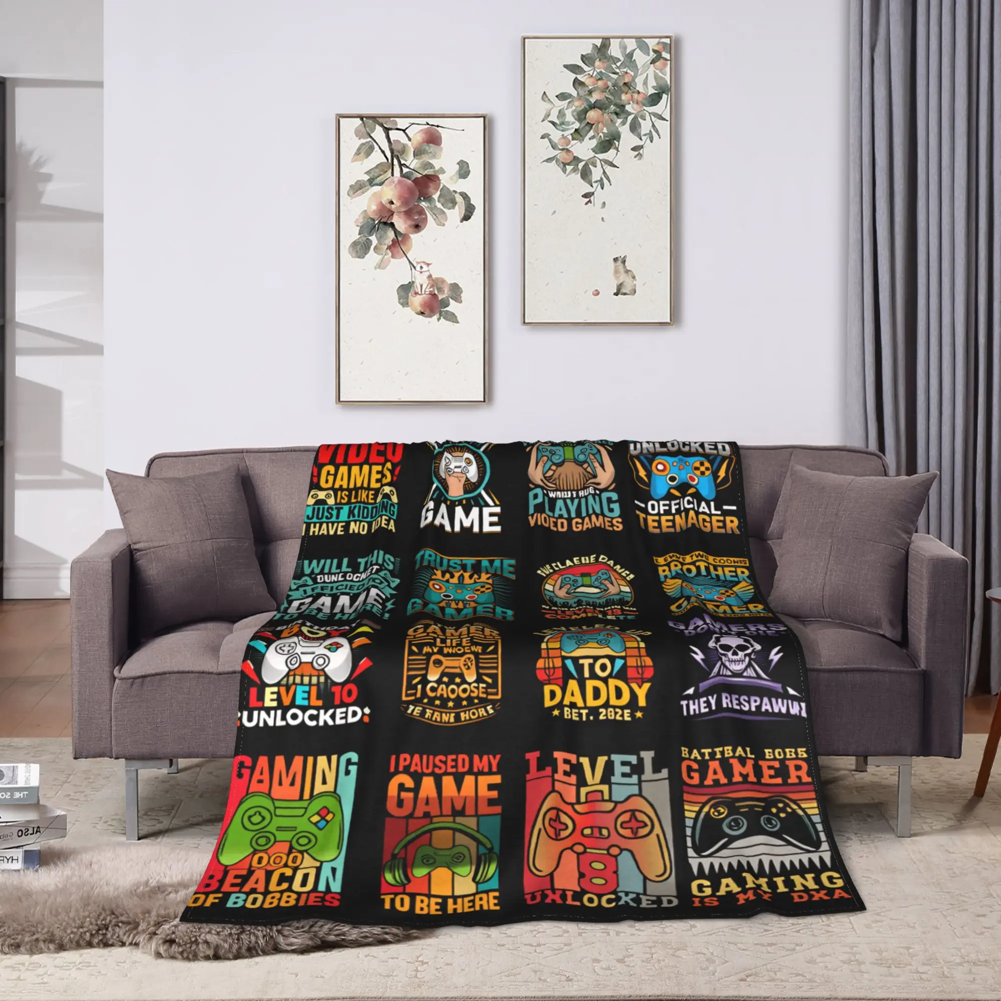 Warm Cozy Throw Blanket Travel Car Gamer Birthday Level Unlocked Gaming Bundle Blankets  Flannel Bedspread For Bedroom Bed Cover