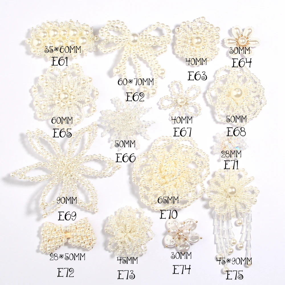 Luxury Flatback Rhinestone Buttons for Clothes Decorative Flower Beaded Embroidery Lace Appliques for Wedding Dresses Patches