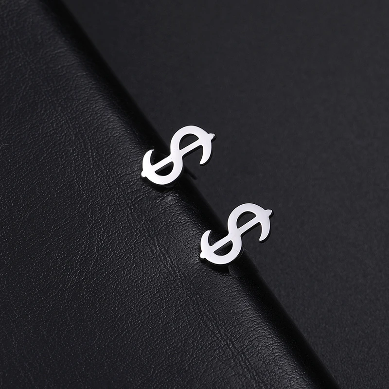 Mini Dollar Earrings for Women Stainless Steel Ear Studs Gold Color Simple Style New Fashion Birthday Party Jewelry Gifts