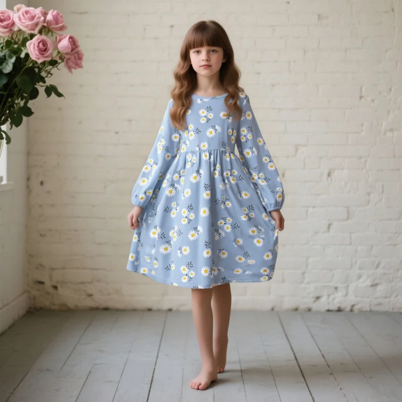 

2025 New Girls Fresh Forest Cartoon Casual Short Sleeve Dress