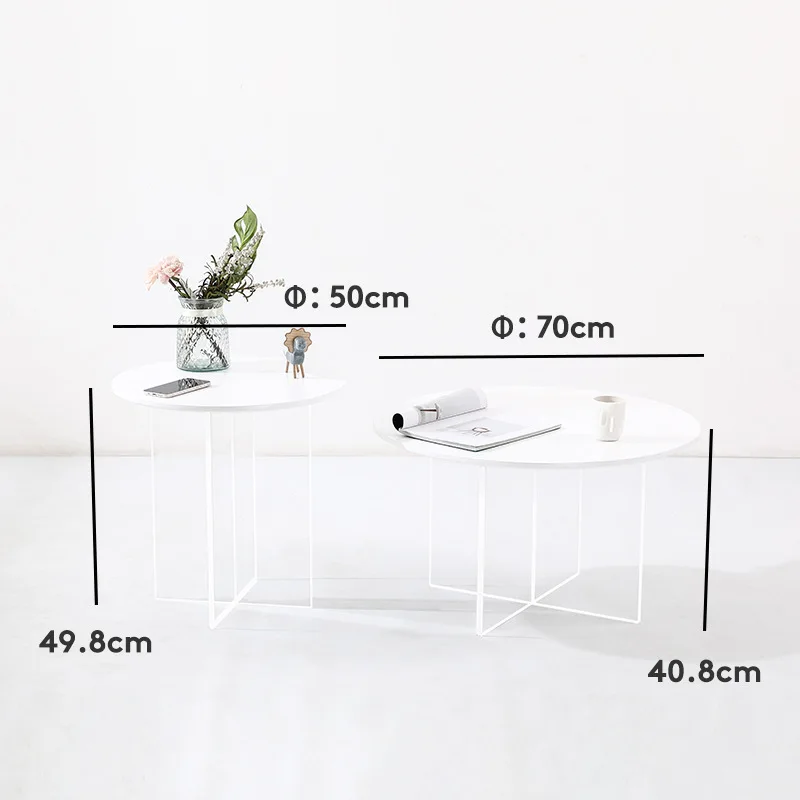 

Living room household light luxury modern small apartment round minimalist French cream wind acrylic coffee table combination
