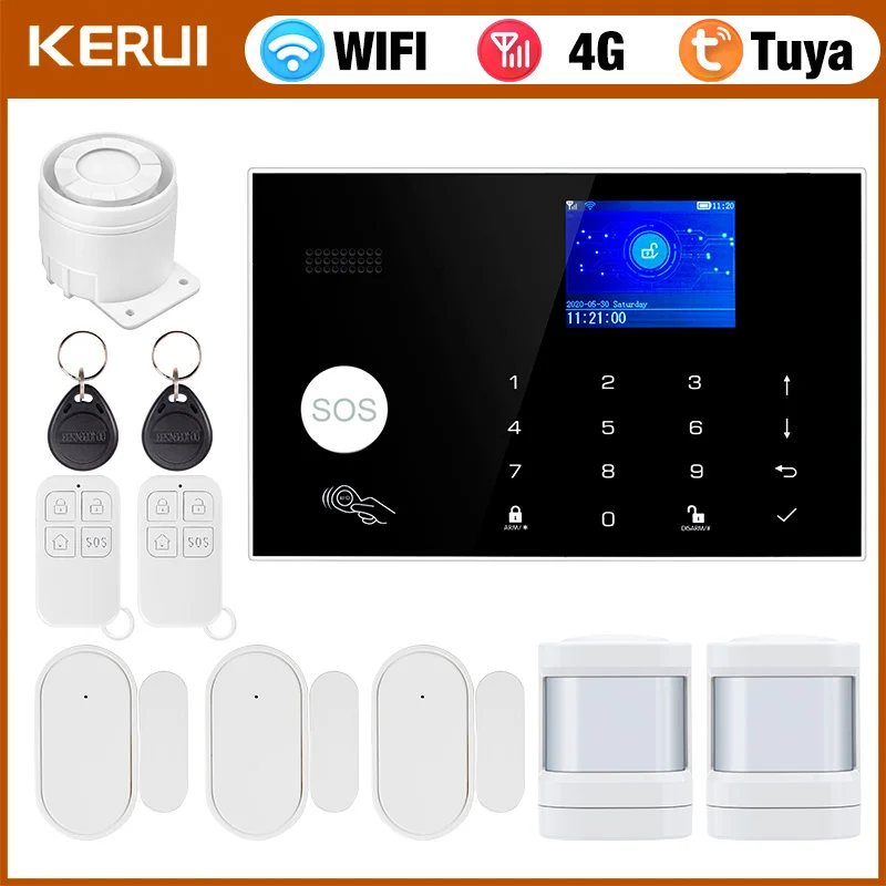 

KERUI G34 Tuya Smart 4G WIFI Система сигнализации для домашней охранной сигнализации с поддержкой температуры и влажности Aisplay Alexa