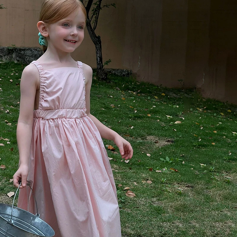 

Girls' Suspend Puffy Dress Exquisite Workmanship Skin-friendly And Breathable Sleeveless Dress Girls' Sweet Princess Party Dress