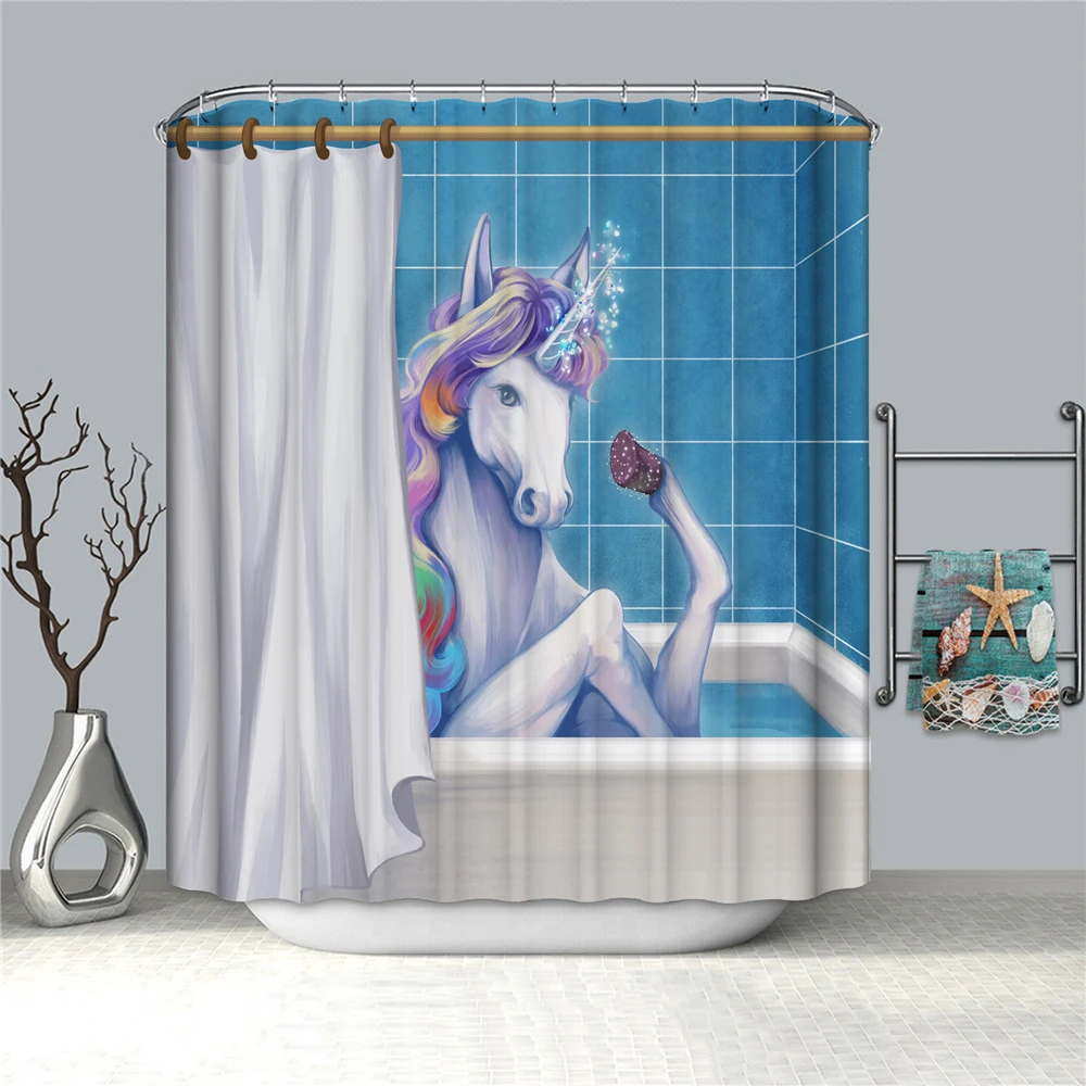 Cute Animal Black Cat Bathroom Shower Curtains Bath Screens Polyester Waterproof  Fabric Funny Curtain Home Decor Cortinas Hooks