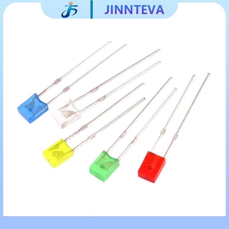 100PCS 2*3*4MM Rectangular LED Emitting Diode Lamp White Red Green Blue Yellow Clear Diffused Color Micro DIY Indicator 3V 2x3x4