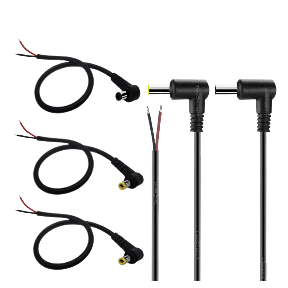 Connecteur de câble cc en forme de L 16awg, câble mâle à Angle droit 5.5x2.1mm, prise d'alimentation 5.5x2.5mm, connecteur 18awg, câble mâle