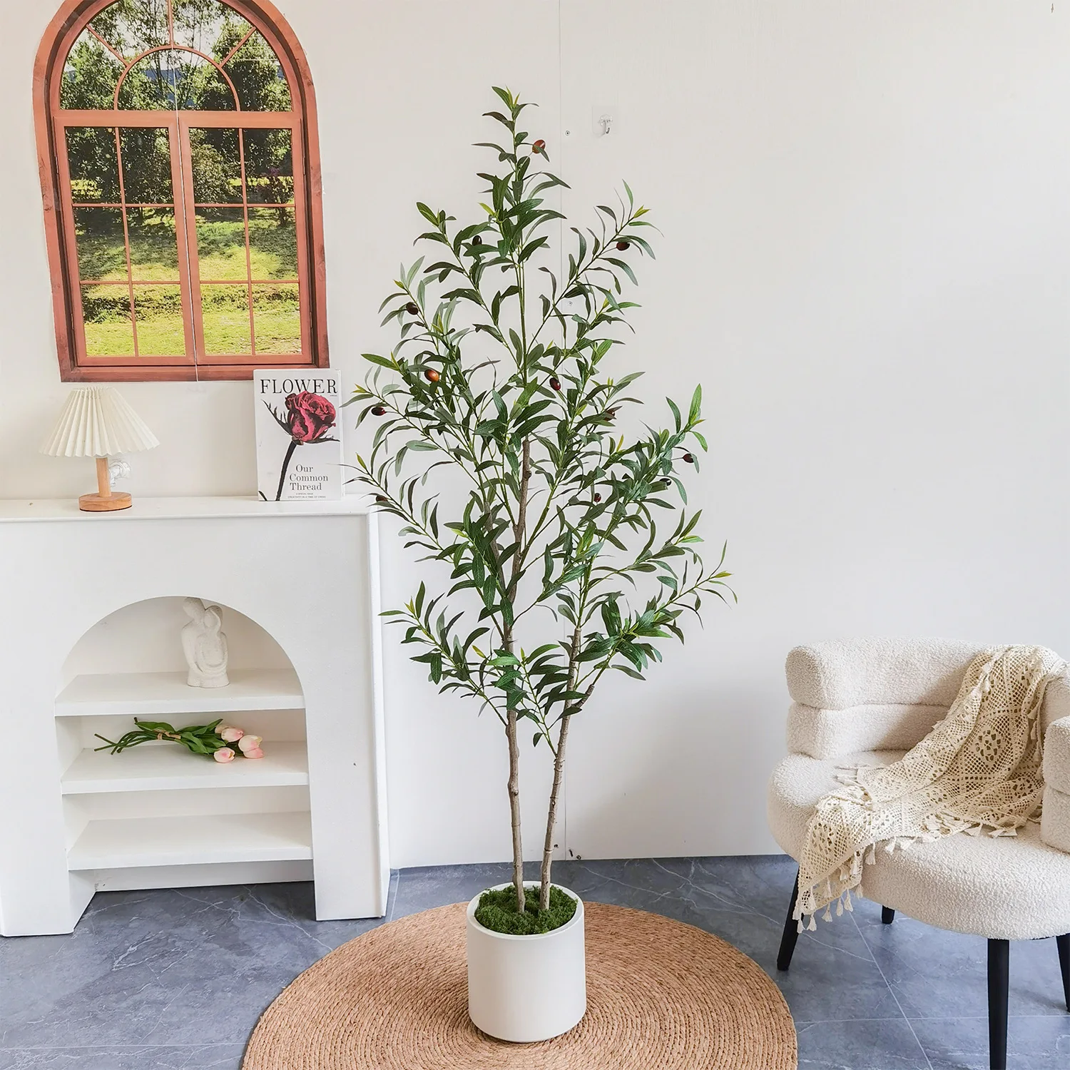 

Artificial Olive Tree Fake Plant Potted Greenery for Indoor Home Decor, Ornament for Shop, Office and Garden Landscaping