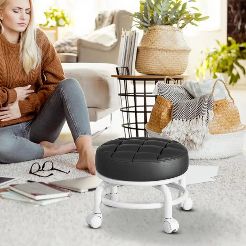 Petit Tabouret Rond à Roue Universelle, Rotatif à 360 Degrés, Réglable, pour Spa, Bar, Maison