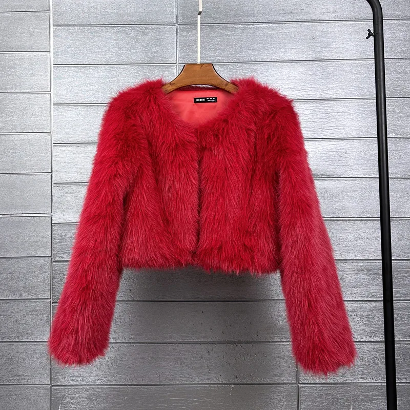 Ins Hot Brand Fashion Black Warm Cozy Cropped Faux Fur Coat Women Winter 2023 Chic Girls Street Fashion Luxury Short Fur Jacket