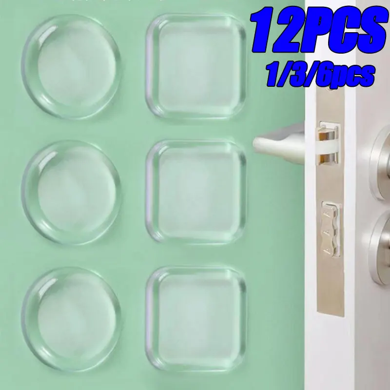 

1/12Pcs Soft Silicone Non-slip Door Stoppers Round Clear Muffler Wall Protectors Self-adhesive Door Handle Bumper Anti-crash Pad
