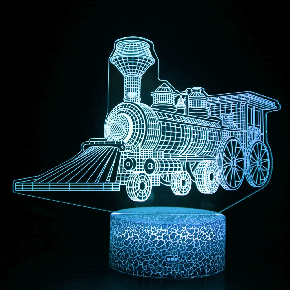 

Train 3D Gifts Lamp Illusion Night Light Color Changing Kids Bedroom Decor Birthday Christmas Present for Boy Men Train Lover