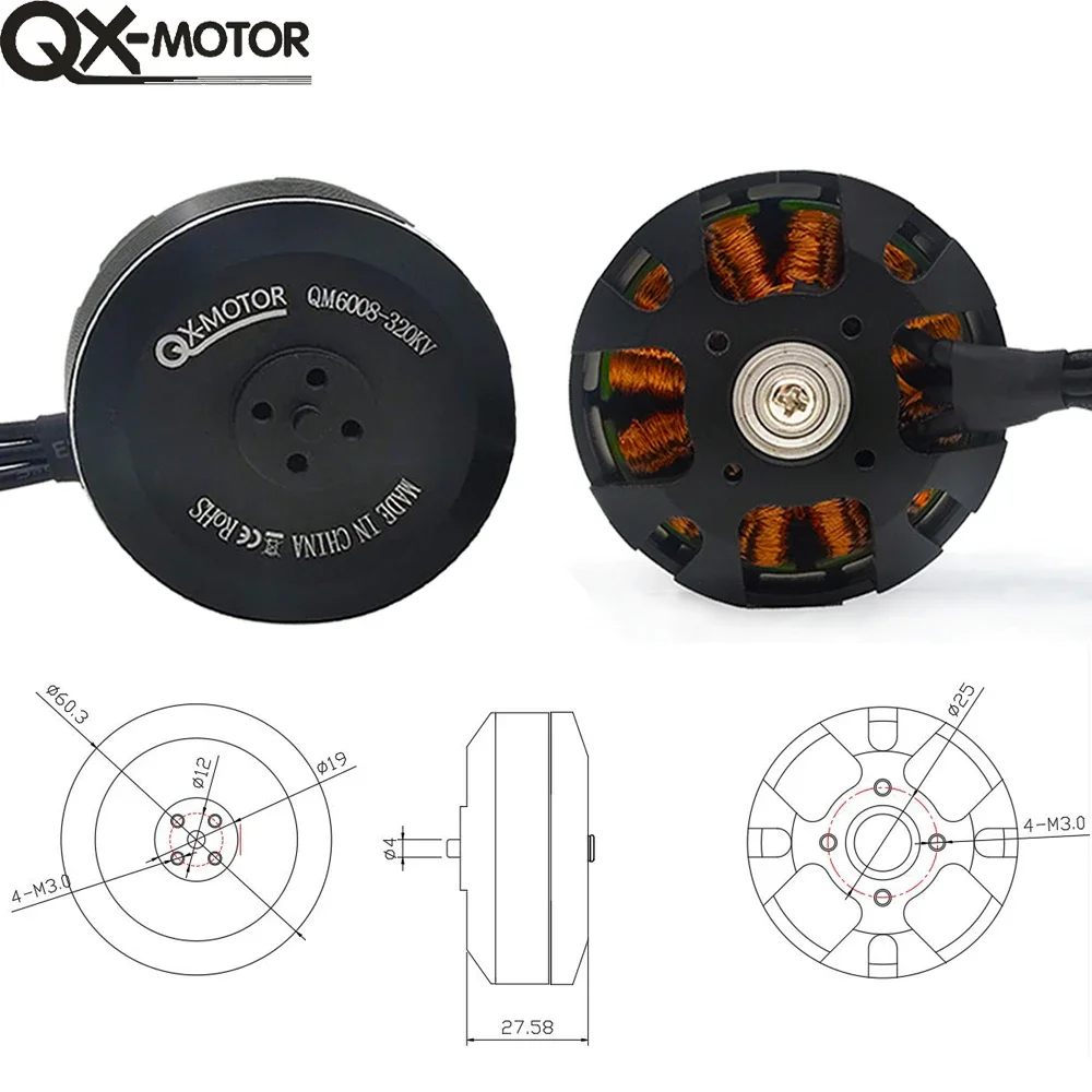 QX-MOTOR QM6008 5208 320KV 370KV Brushless Motor select and use 1552 1760 Carbon fiber propeller for S800 S900 S1000