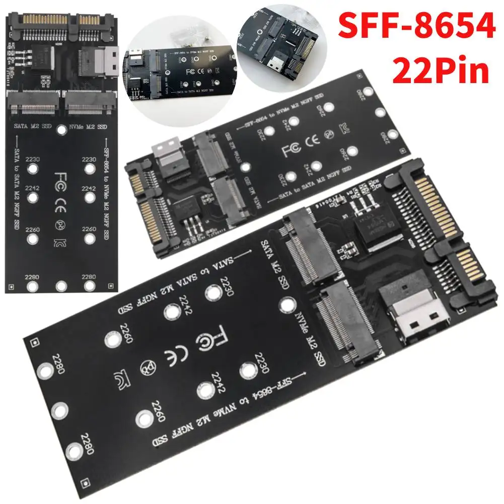 

M.2 To SATA Adapter SFF-8654 To M2 NVME SSD 22Pin SATA To M2 Expansion Card Converter Riser Board for Desktop PC Mainboard