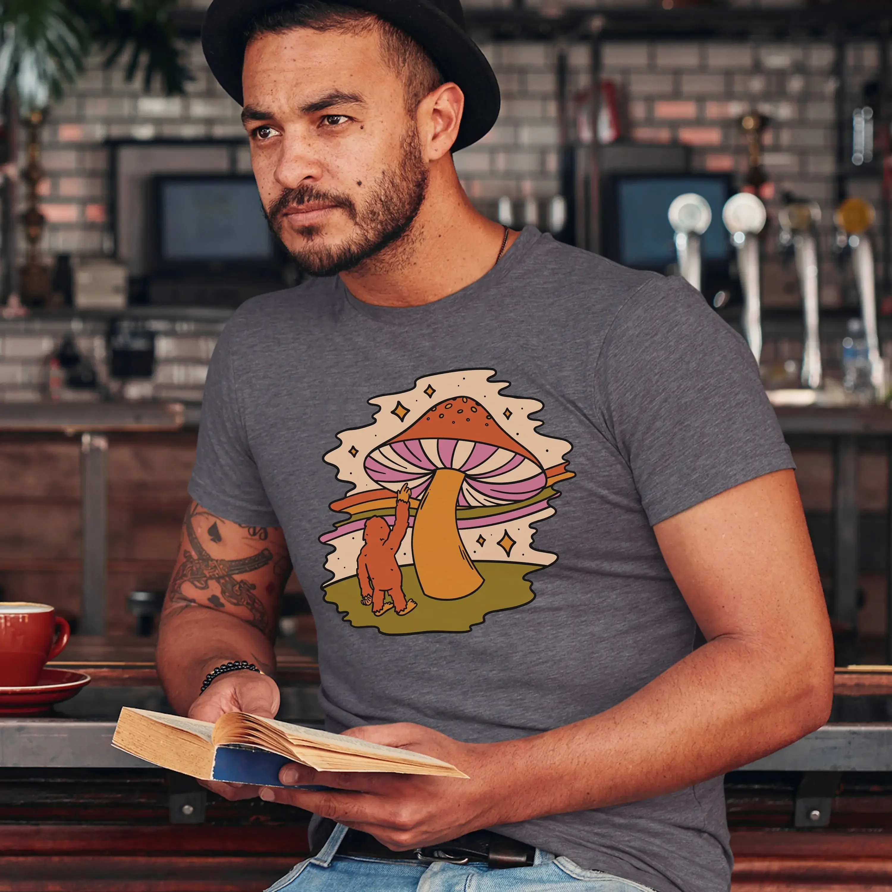 Magic Mushroom T Shirt BigfooT Sasquatch Weird Paranormal Outdoor Cryptid