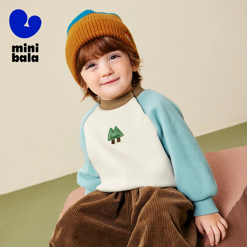 سويت شيرت ميني بالا للأطفال 2025 شتاء جديد مبطن بالصوف بالأشعة تحت الحمراء البعيدة قميص لطيف