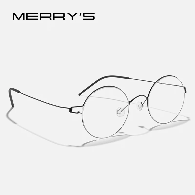 MERRYS DESIGN Korean Glasses Frame Men Titanium Alloy Women Round Myopia Optical Eyeglasses Ultra Light Optical Eyewear S2607