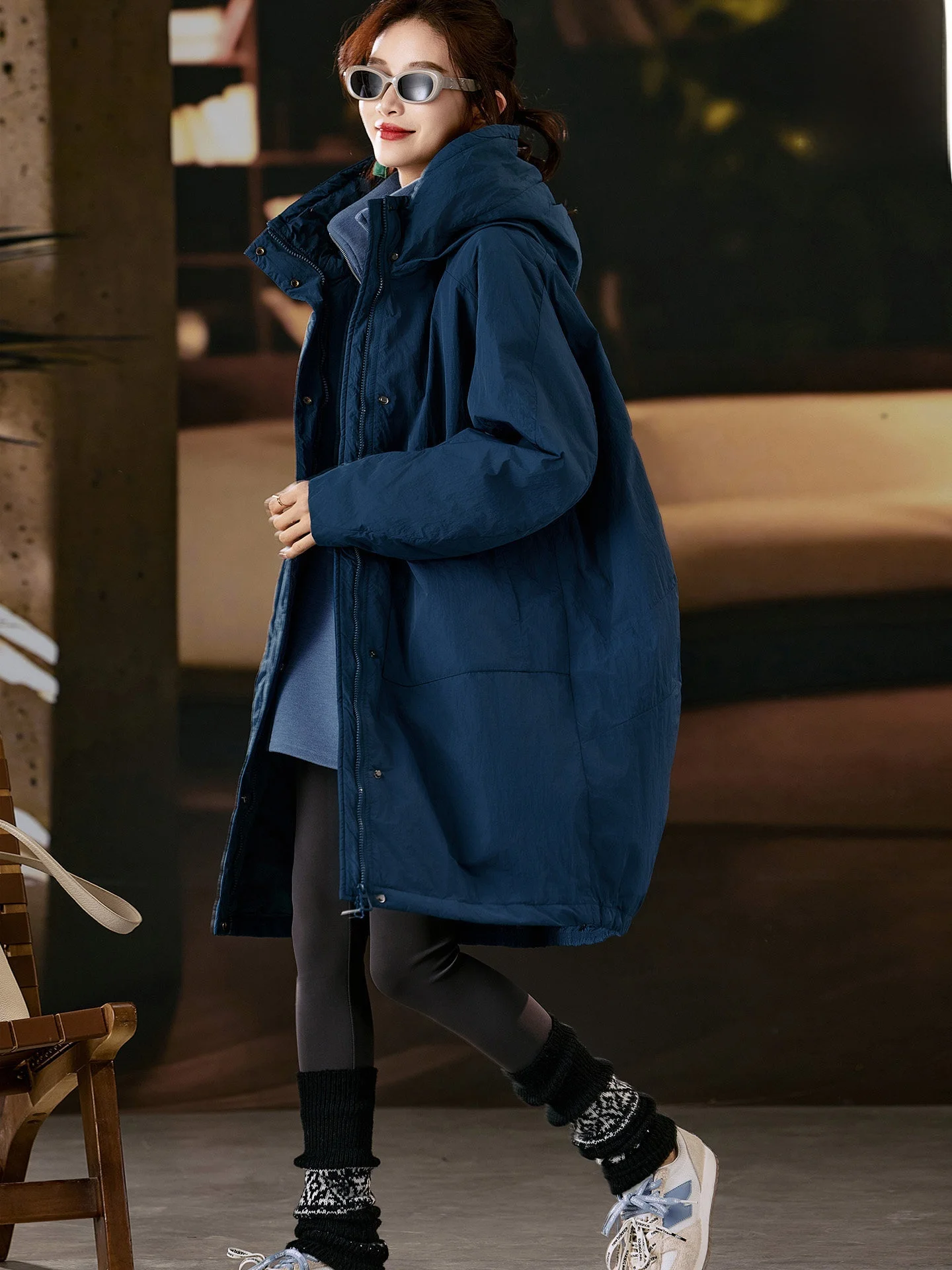 

Thiened Street Sle женское хлопковое пальто средней длины с капюшоном, зимняя верхняя одежда, большие размеры, модное, новое поступление