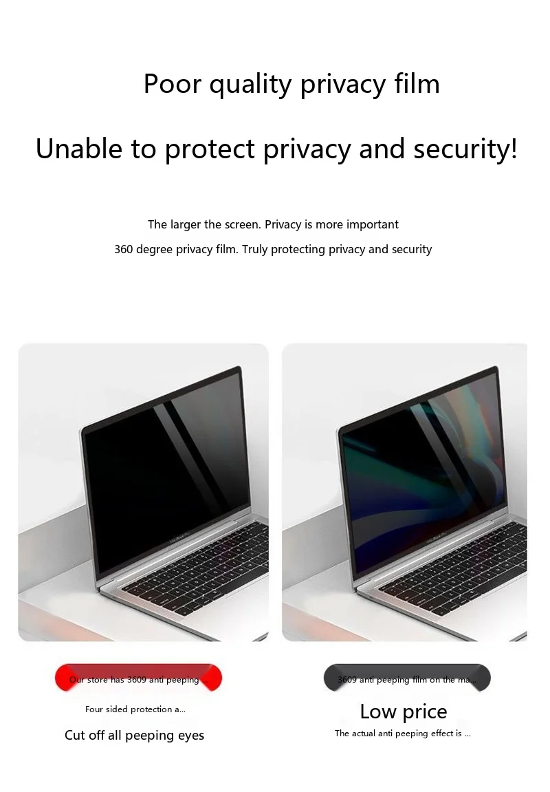 Vollflächig klebender Sichtschutz für MacBook 13-16 Zoll 360 ° Anti-Spionage-Film – Detail 7
