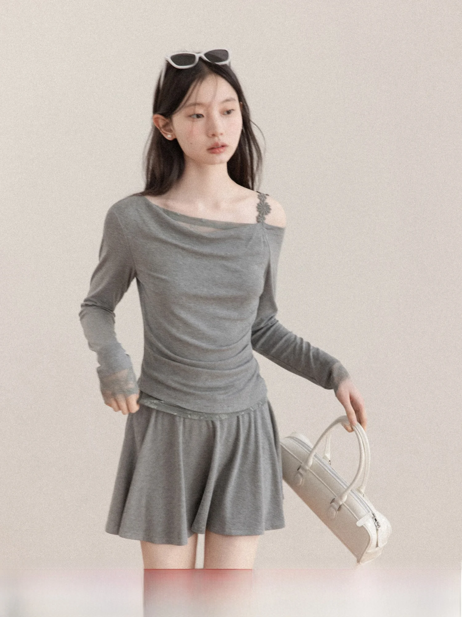

ay Long Sve T-irt And A-Line Skirt Set Women's Spring Faion Two-Piece Suit Casual Sle Breathable Comfortable