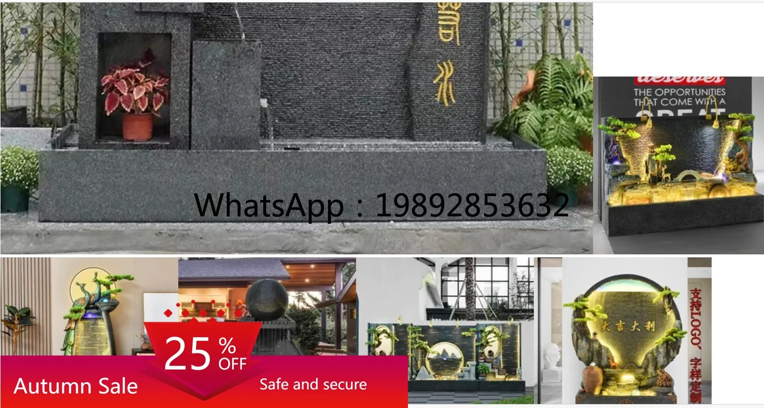

natural stone water curtain wall running water screen fish pond waterfall fountain landscaping ornament fairy garden miniatures