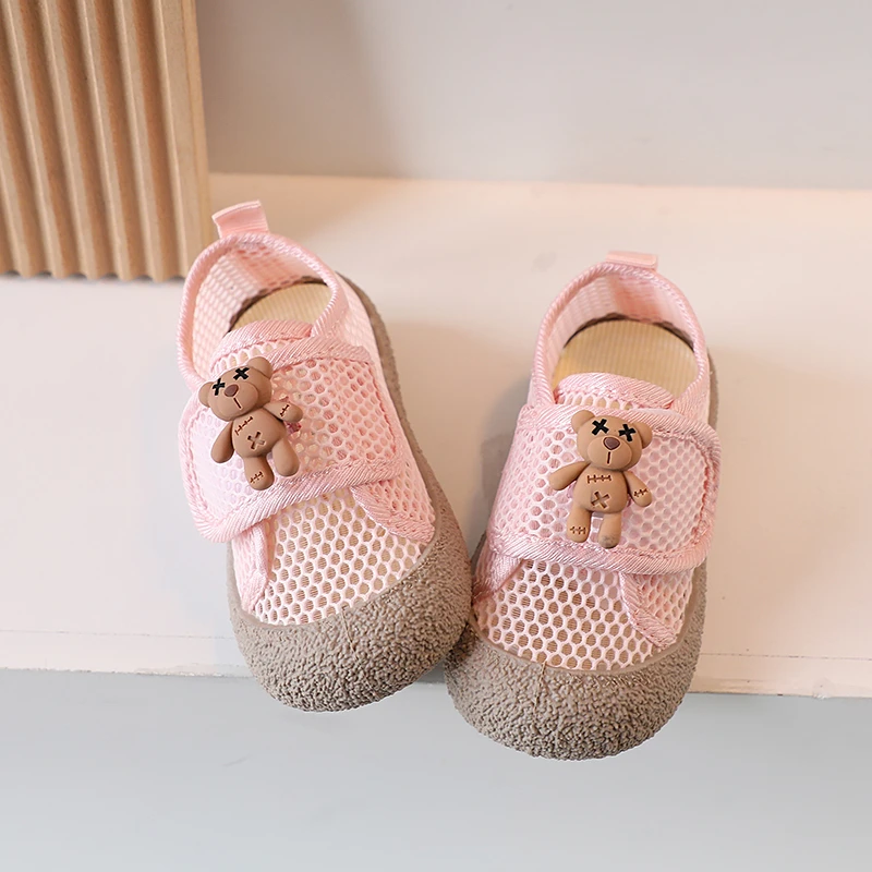 Infant Baby Girls Boys Breathable Hollow Out First Walkers Summer Children Casual Shoes Cute Bear Non-Slip Prewalkers