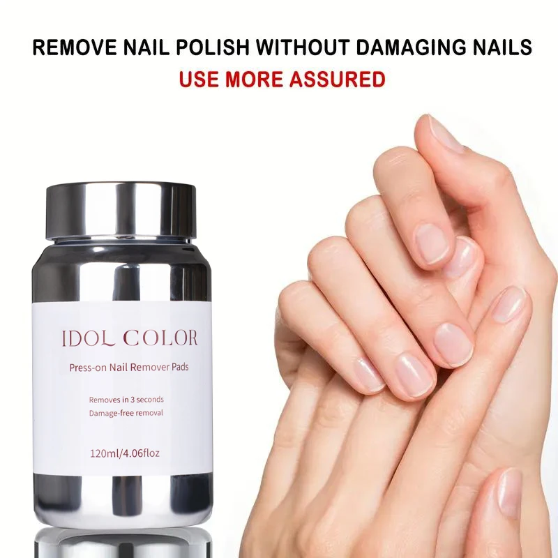IDOL COLOR 120 ml/4,22 fl.oz Nagelkleber- und Nagellackentferner zum Aufdrücken – schnell wirkende 3-Sekunden-Einweichflüssigkeit