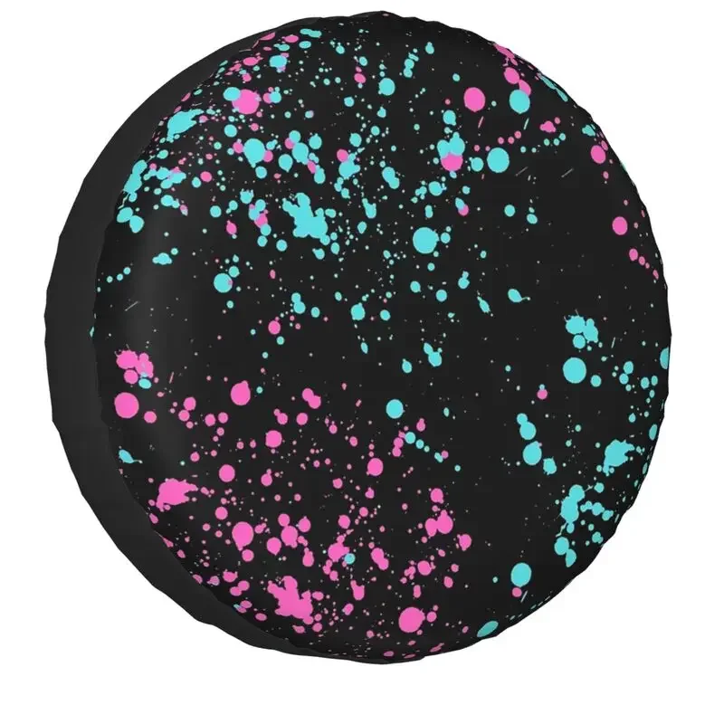 Pink And Blue Paint Splatter Design Spare Tire Cover for Prado Pajero Jeep 4WD 4x4 RV Car Wheel Protector 14