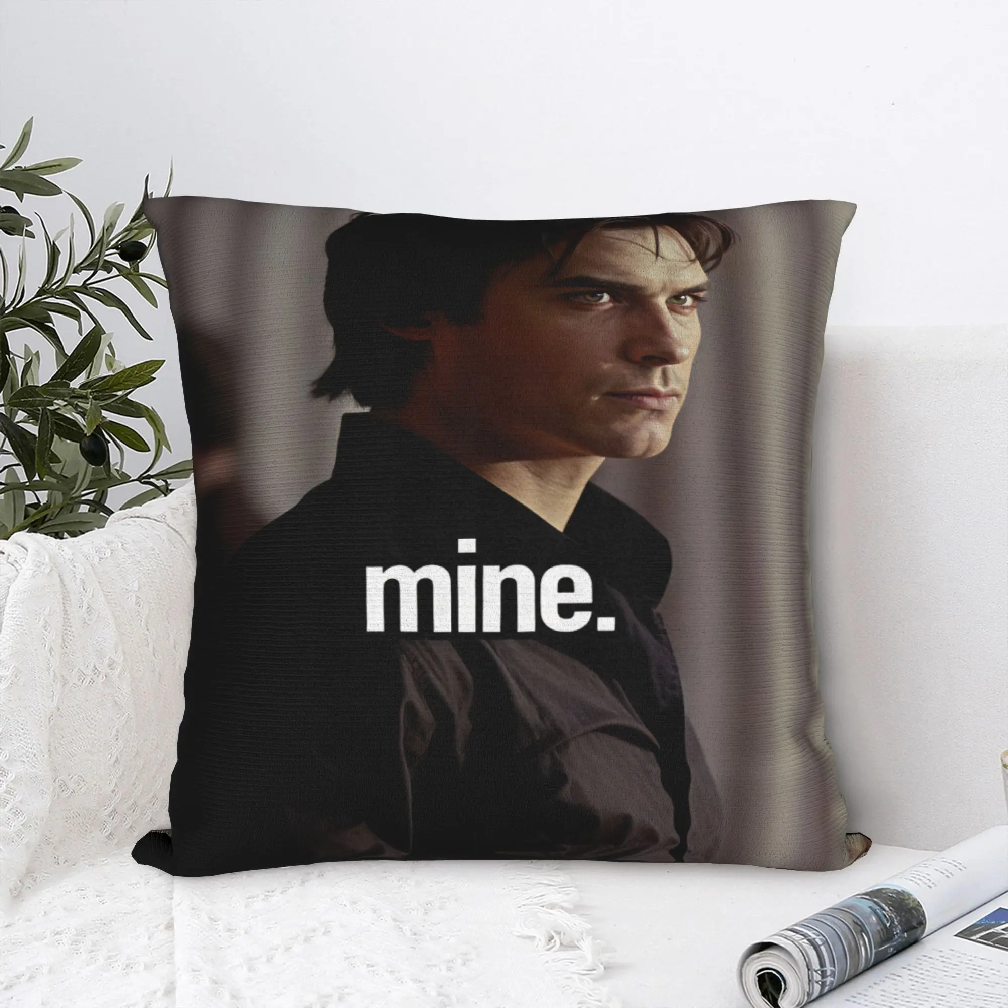 Pillow Case VIKAMA Vampire Diaries Damon Portrait Print  Pillow Cover For Sofa Bedroom Home Decor Vintage Pillowcases