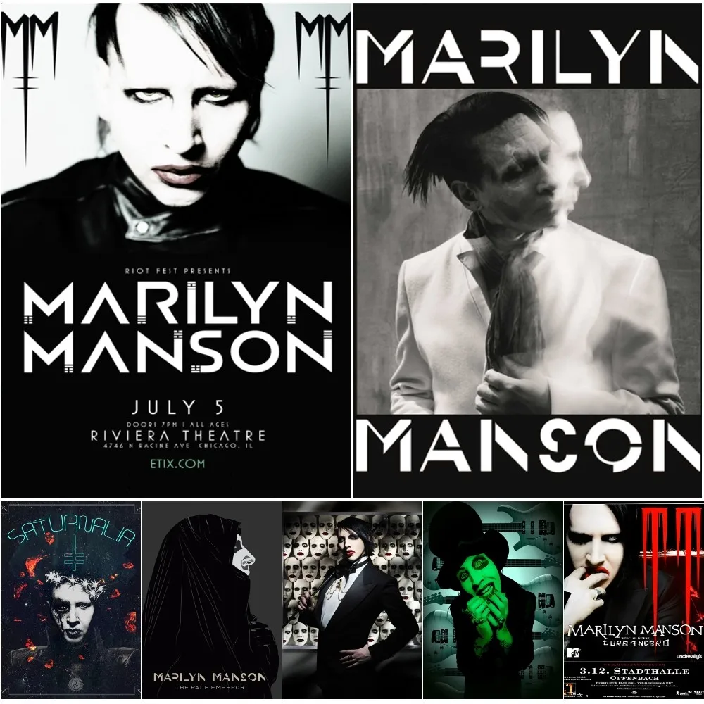 Rock Singer Marilyn Manson Poster Wall Art Print canvas Painting Bedroom Study Studio Living Room Decoration