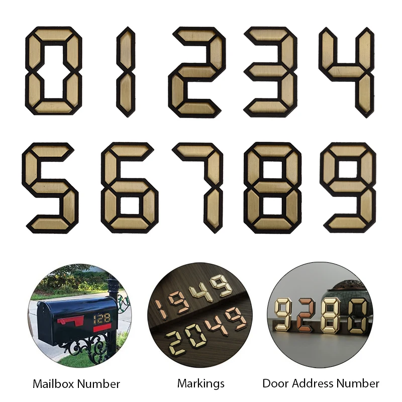 Creative Metal Digital House Number with Magnet 5*3cm Door Number Apartment Door Numbers for Outdoor Home Mailbox Numbers