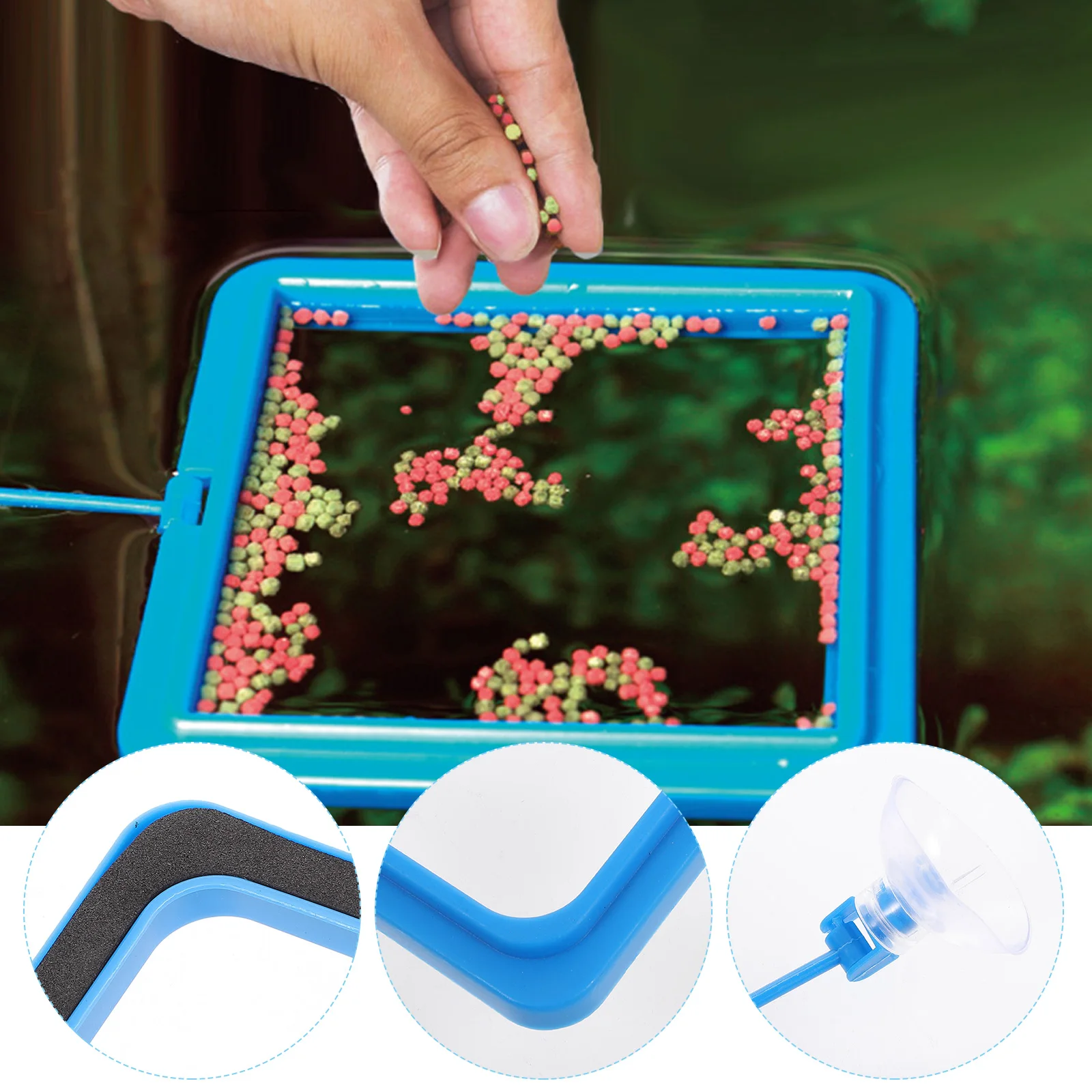 

3pcs Aquarium Buoyancy Feeder Premium Fish Tank Feeding Tool For Safe Easy Cleaning Dark Blue Round Square S