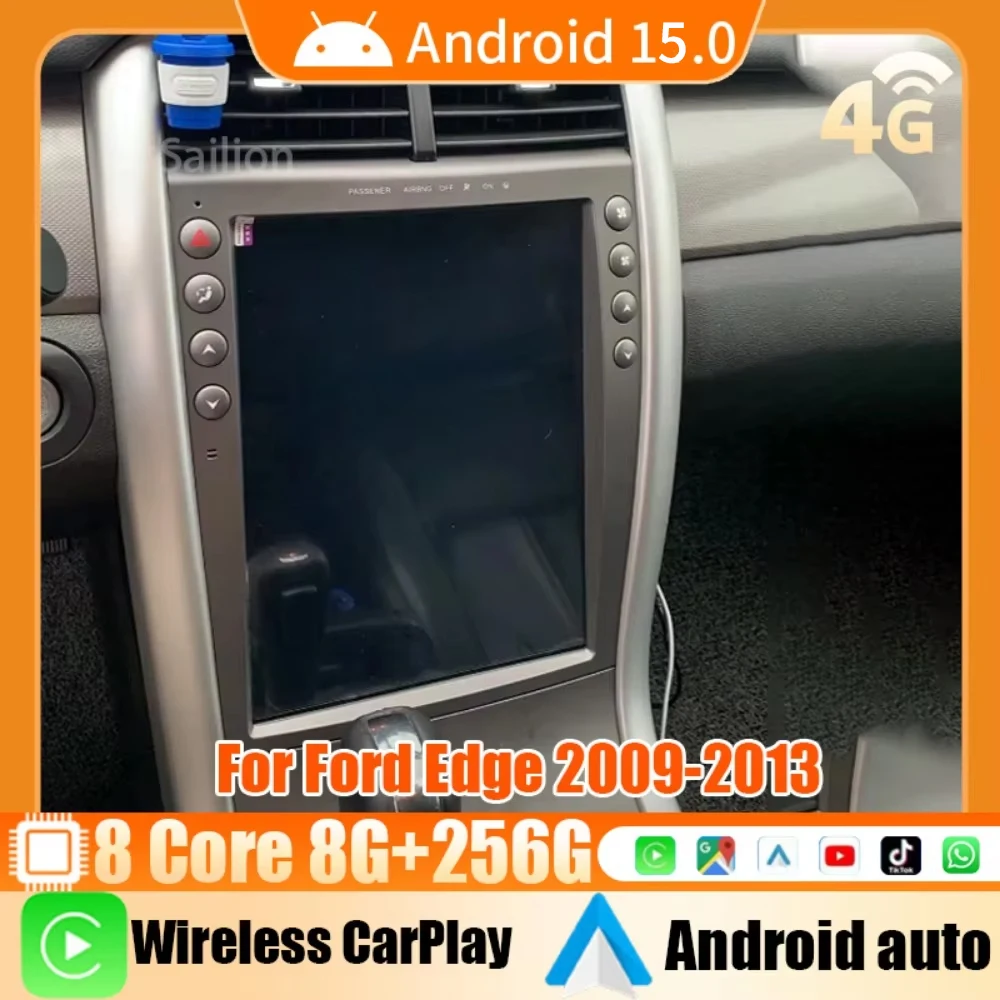 Android 15 Car Radio For Ford Edge 2009-2013 Tesla Automotive Multimedia Carplay Auto WIFI Bluetooth Stereo 4G 2Din Head Unit