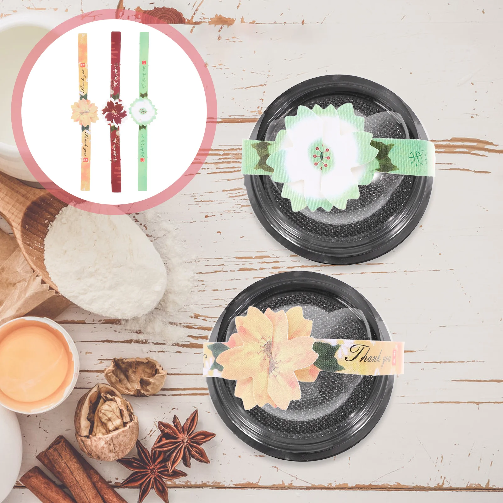 30 ورقة ملصقات ختم تغليف كعكة القمر مصنوعة يدويًا ذاتية اللصق ملصقات ختم الهدايا لصناديق المغلفات وحفلات الدعوات