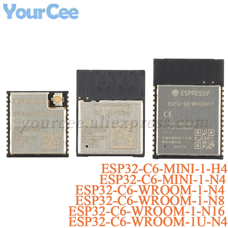 ESP32-C6-WROOM-1 N16 N8 N4 ESP32-C6-WROOM-1U ESP32-C6-MINI-1-H4 N4 2.4G Wi-Fi 6 Ble 5 Moduł bezprzewodowy Wi-Fi Zigbee 3.0 Thread SPI