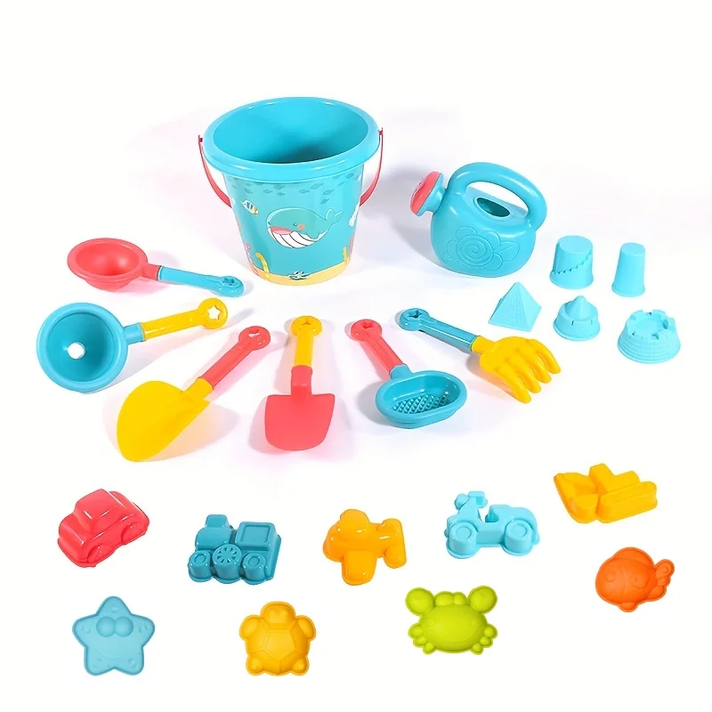 22pcs Beach Toys, Sand Digging Tool Set, Play Sand, Play Water, Play Snow, Bucket Shovel, Sand Mold, Boys' and Girls' Toys