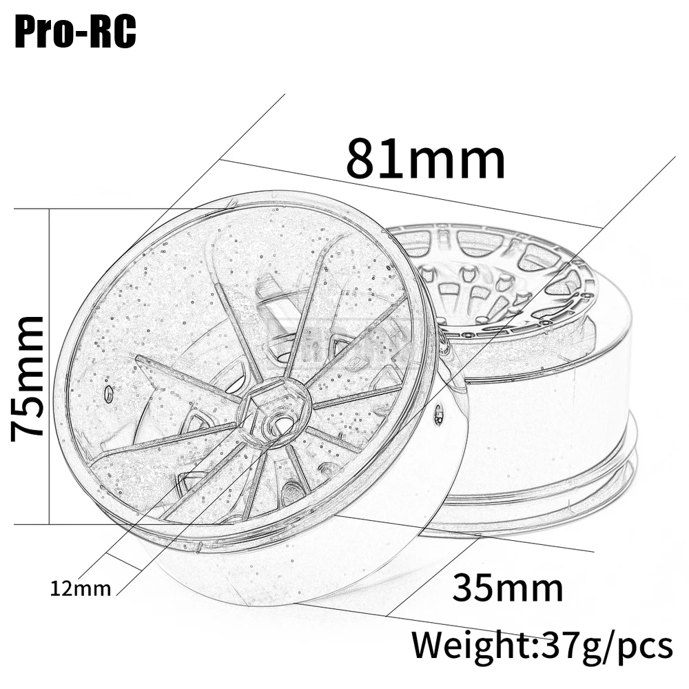 Mozzo del cerchione in plastica da 4 pezzi per auto RC 1/10 Traxxas Short-Course Slash HPI VKAR KR2 10SC