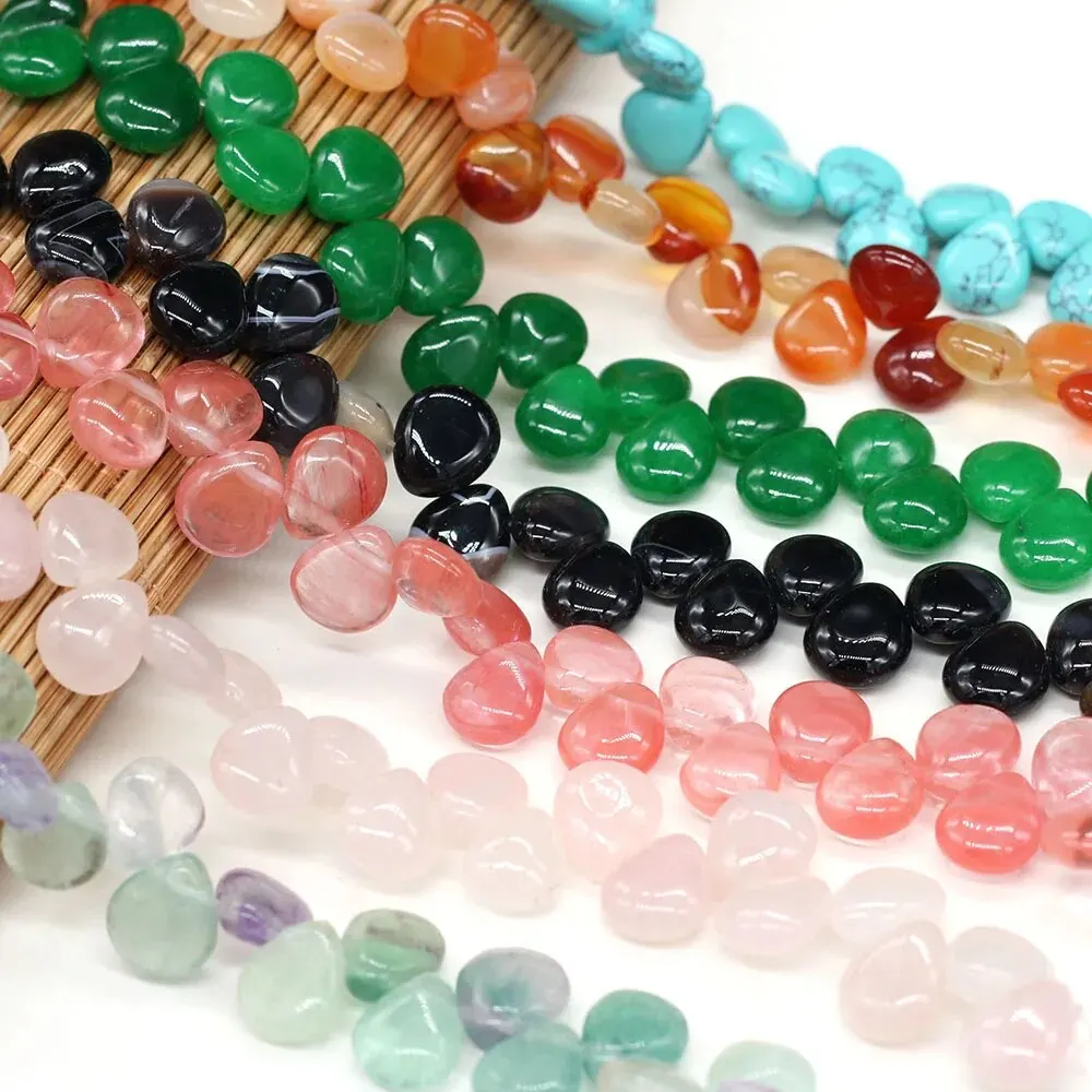 10x12mm Cross-hole Teardrop Shape Loose Bead Tiger Eye Malachite Spacer Beads for Jewelry Making DIY Necklace Bracelet Accessory