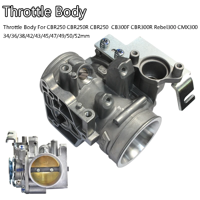 

For CBR250 250R CBR250 CB300F CBR300R Rebel300 CMX300 34/36/38/42/43/45/47/49/50/52mm Throttle Body