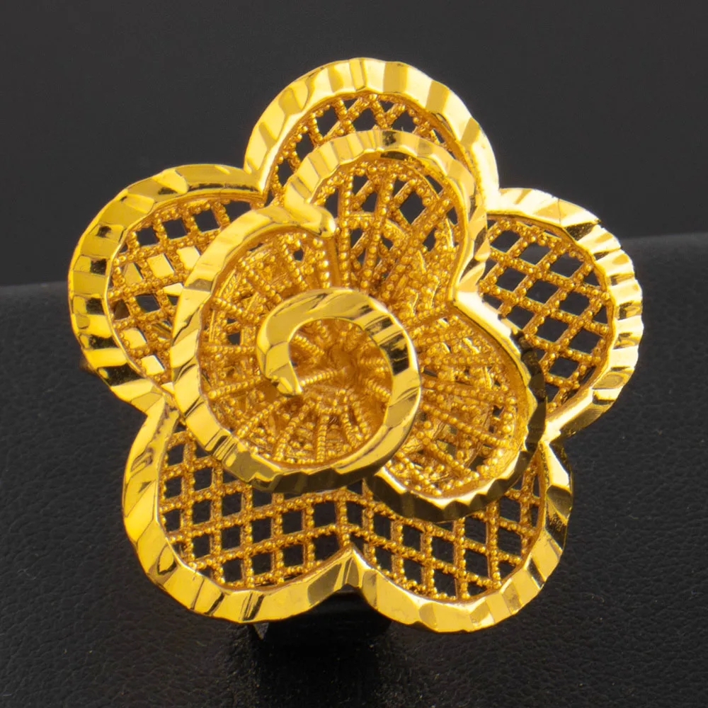 Äthiopien Dubai Blume Gold Farbe Arabische Ringe Größenverstellbar Für Frauen 18K Gold Überzogene Hochzeit Schmuck Afrikanische Party Geschenk – Detail 7
